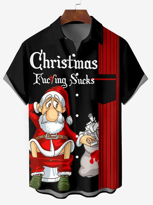 Men's Christmas Funny Graphic Short Sleeve Hawaiian Shirt